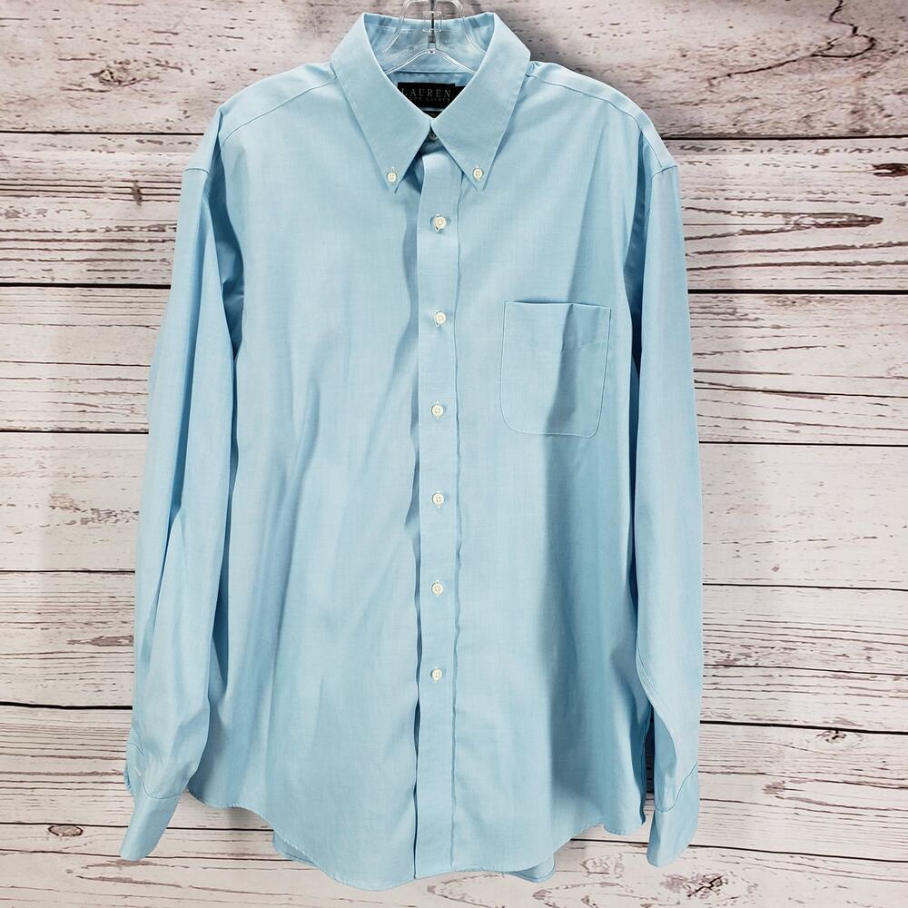 Lauren Ralph Lauren Light Blue100%Cotton Long Sleeve Shirt Size 16 1/2-34/35
